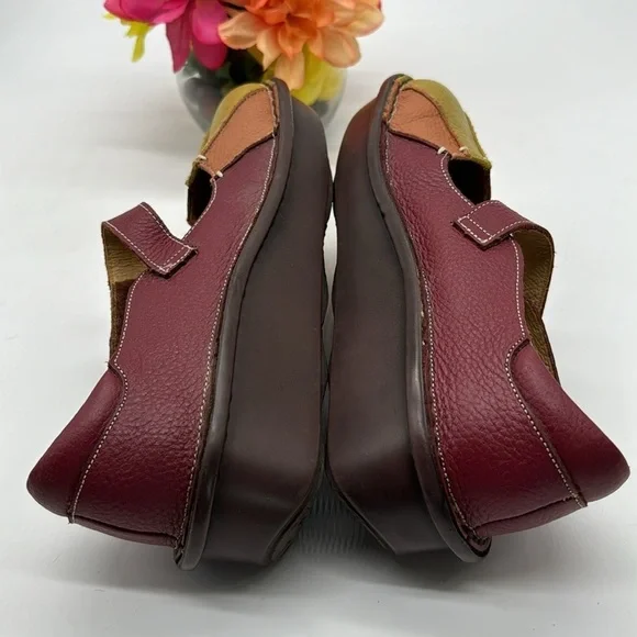 Spring Step Multi color Leather Red Orange Pink Maryjane Clog Size 39 CM6967D - Picture 4 of 6